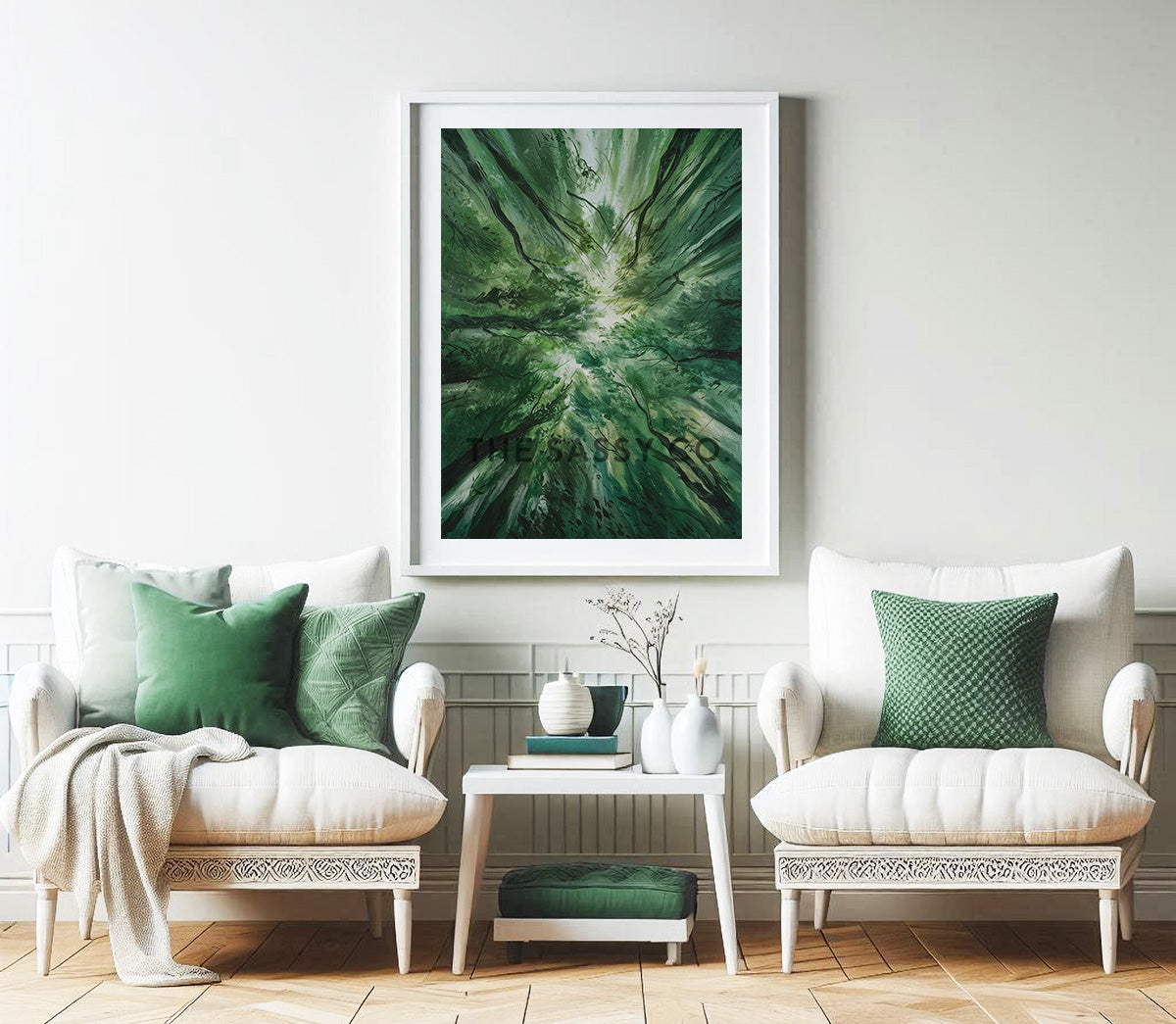 Abstract nature, trees, forest, watercolor wall art painting canvas prints, framed prints for bedroom, living room, home decor