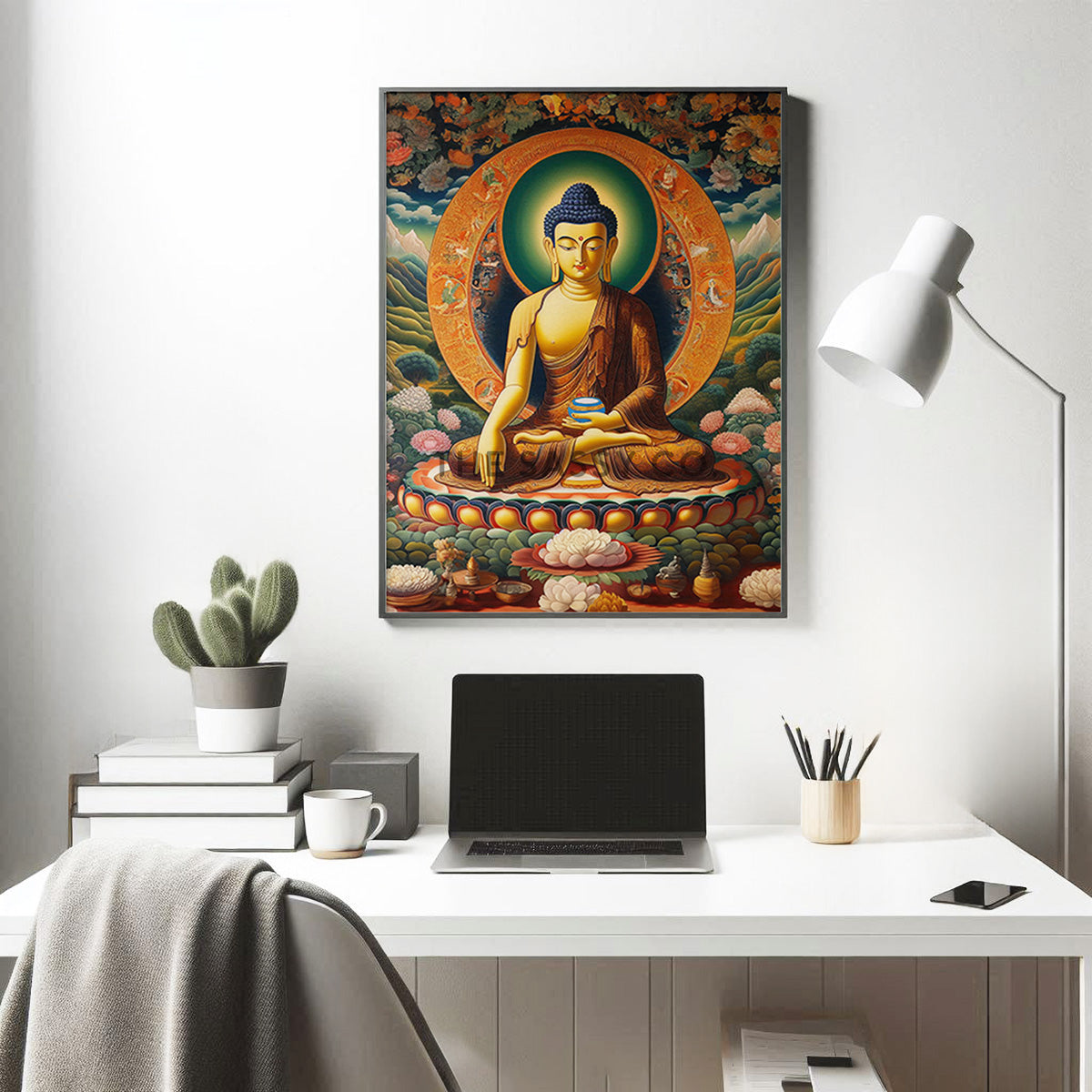 Buddha meditating wall art painting canvas print, framed prints for Bedroom, living room, home decor