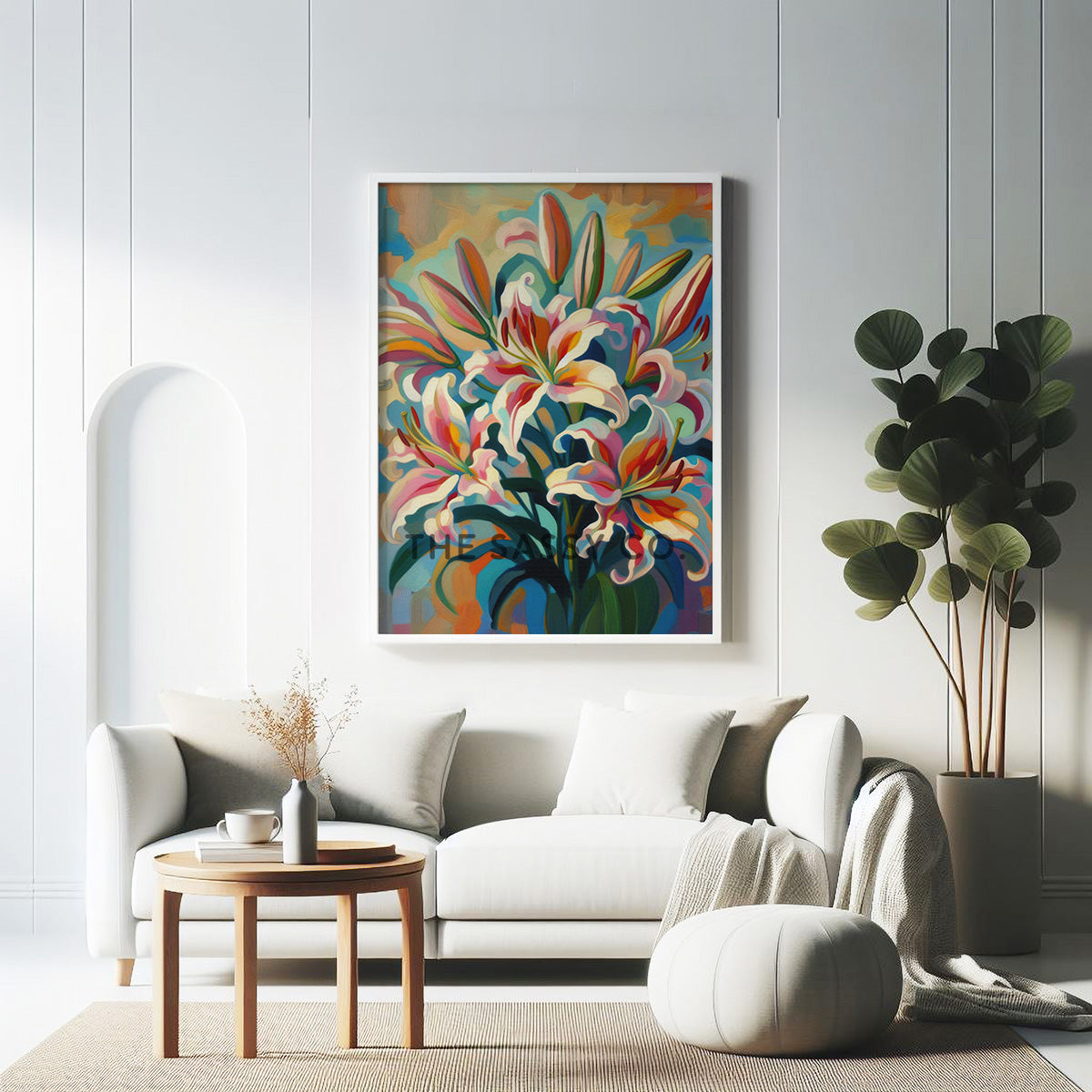 Colorful Floral, Botanical, Lilly flower wall art painting canvas print, framed print for bedroom, living room, home decor