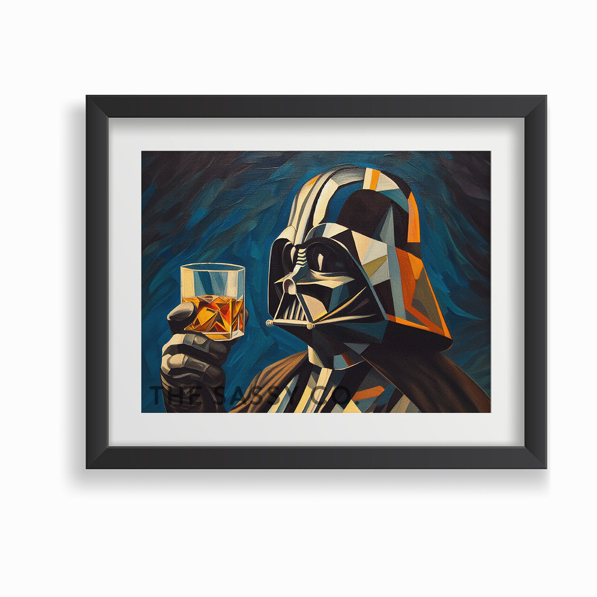 Star Wars inspired, Darth Vader with whiskey wall art painting as canvas print, framed prints for Bedroom, living room, home decor