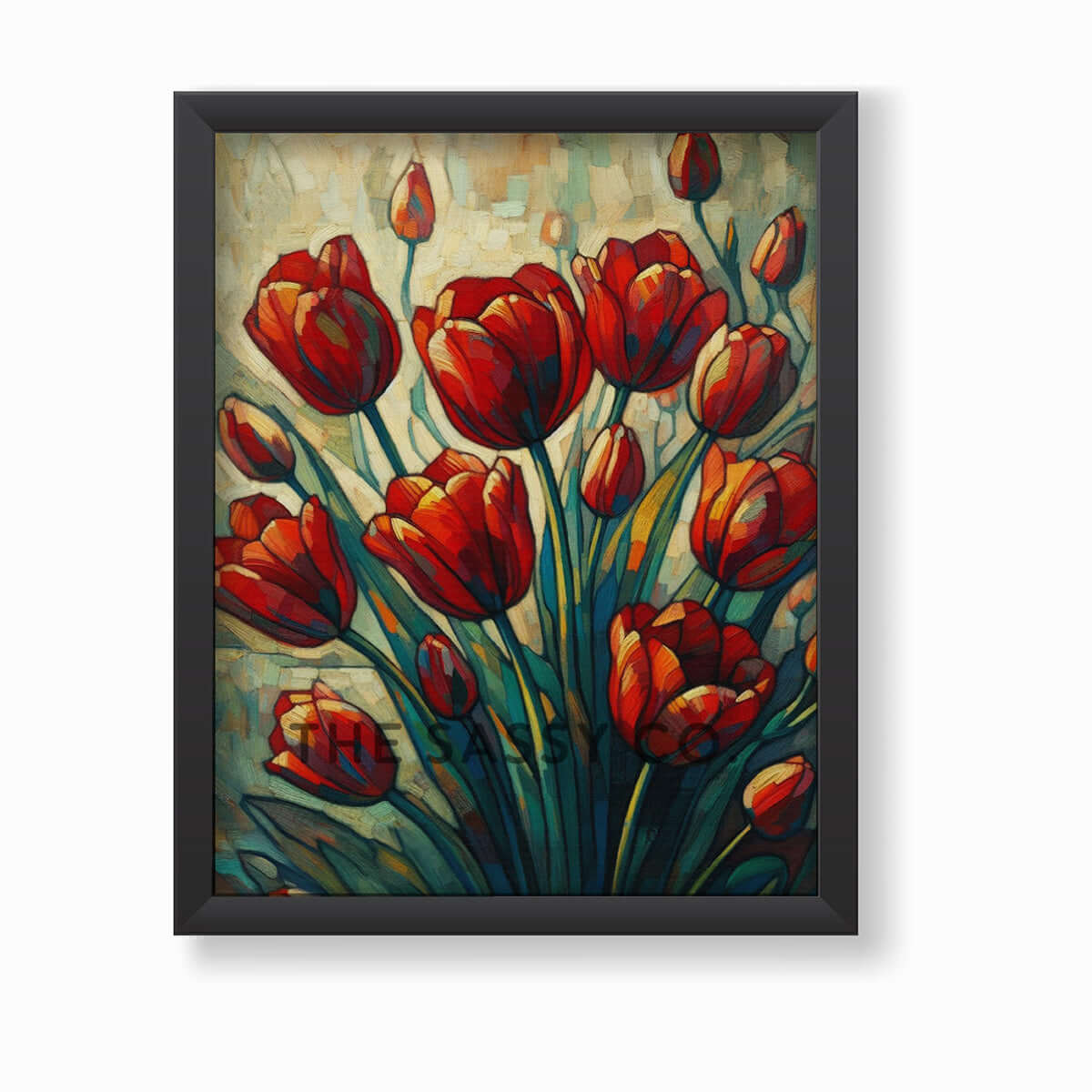 Floral red Tulips wall art painting canvas prints, framed prints bedroom wall, living room, home decor