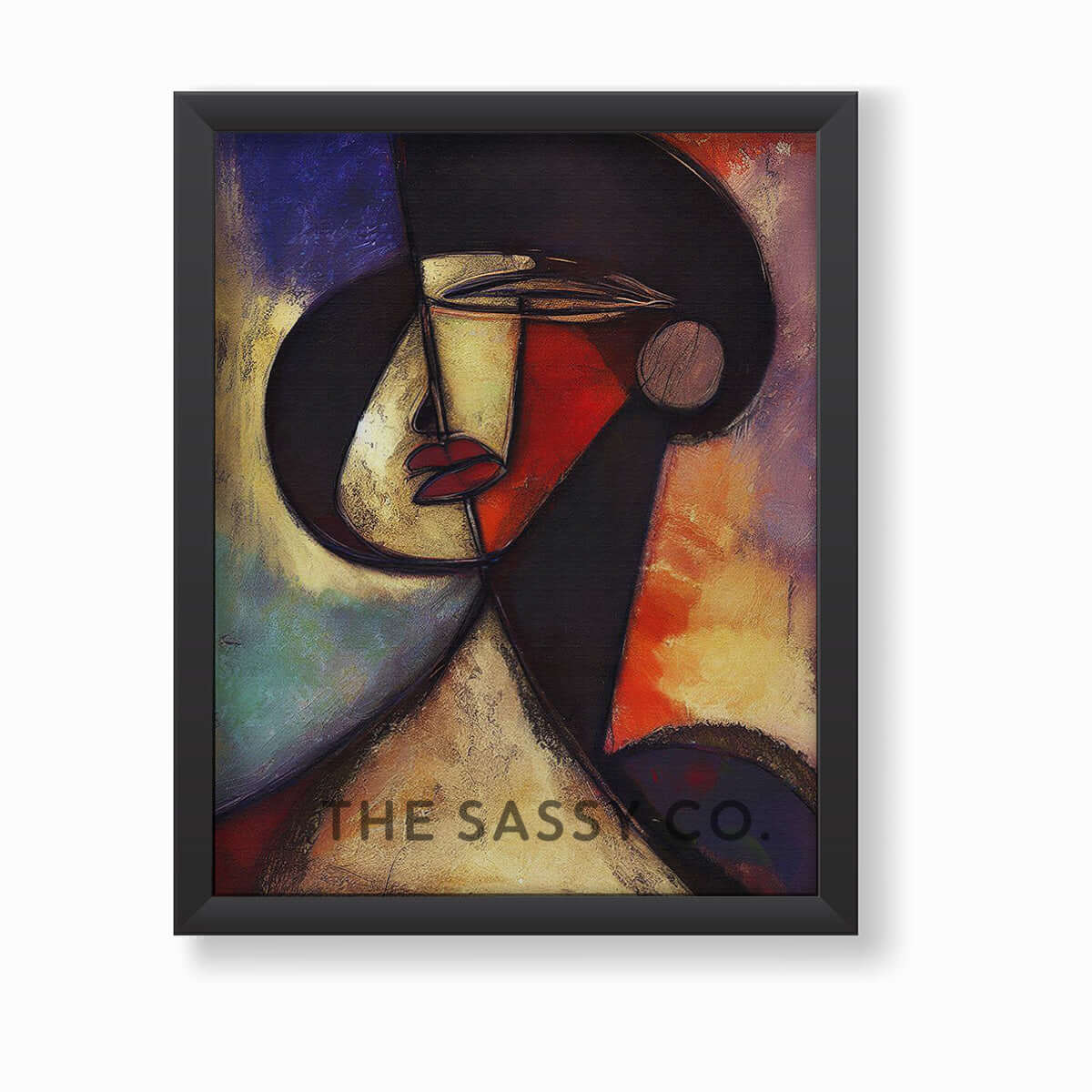 Vibrant Abstract African Woman Modern Wall Art Oil Painting, Canvas & Framed print for living room, home decor
