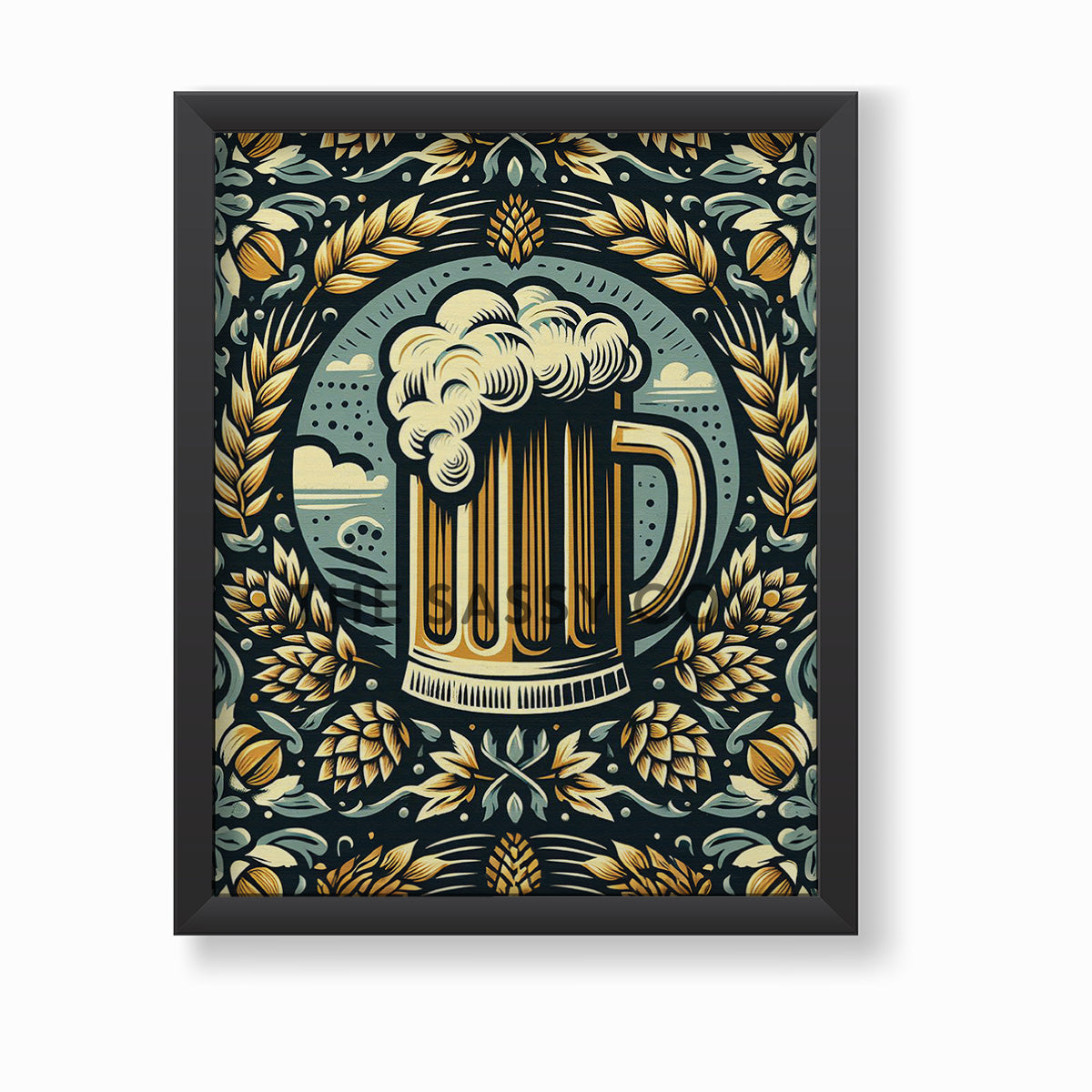 Vintage Style, Surreal Beer Wall Art Painting Canvas print, framed print for bar decor, Kitchen and dining, home decor