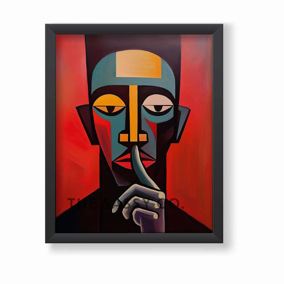 Mindfulness abstract modern style artwork. Red, black wall art painting canvas, framed art print for modern living room, bedroom, home wall decor. Abstract expressionist oil painting wall art. Unique, aesthetic, statement piece wall art for home decor.