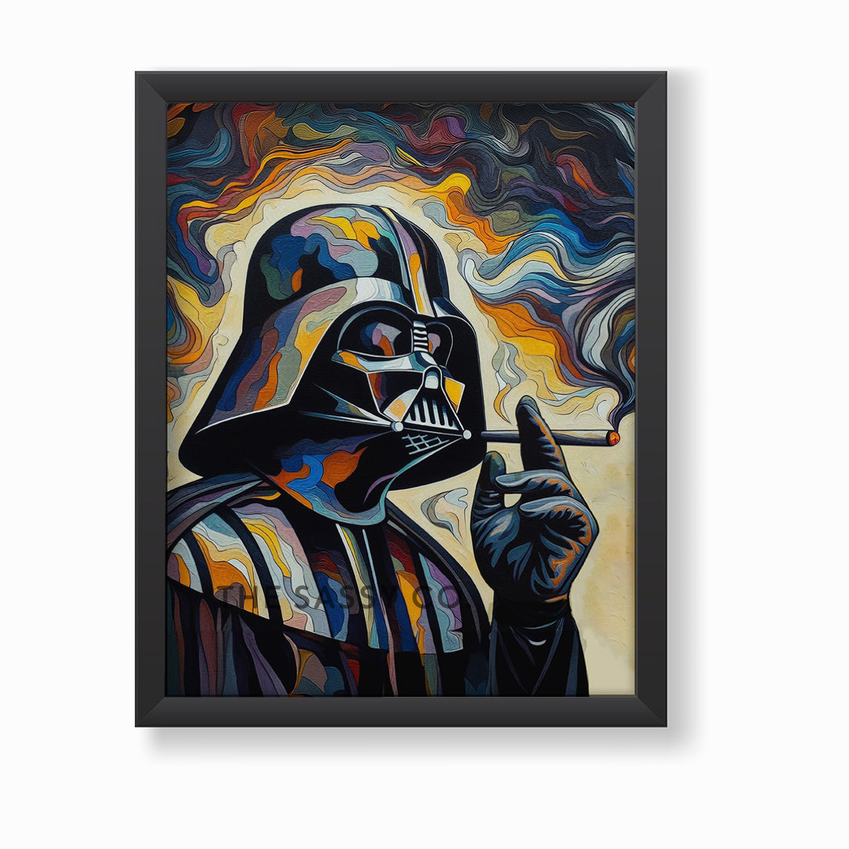 Star Wars inspired, Darth Vader smoking wall art painting canvas print, framed print for game room, bedroom decor