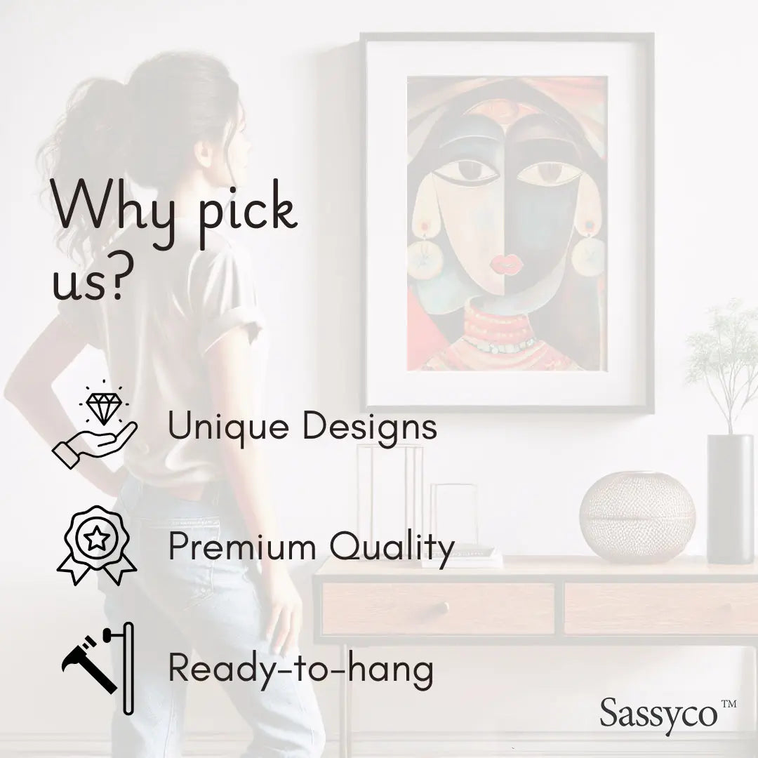 Sassyco is the best online wall art painting store in India, with unique aesthetic modern abstract design artwork, premium quality canvas, frames, art prints and ready-to-hang wall decor. High quality canvas gallery wrap wall art painting for wall decor. Best art prints, canvas wall paintings, home decor online in India. Free shipping. Shop wall art decor for modern Indian homes. Best art store near me.