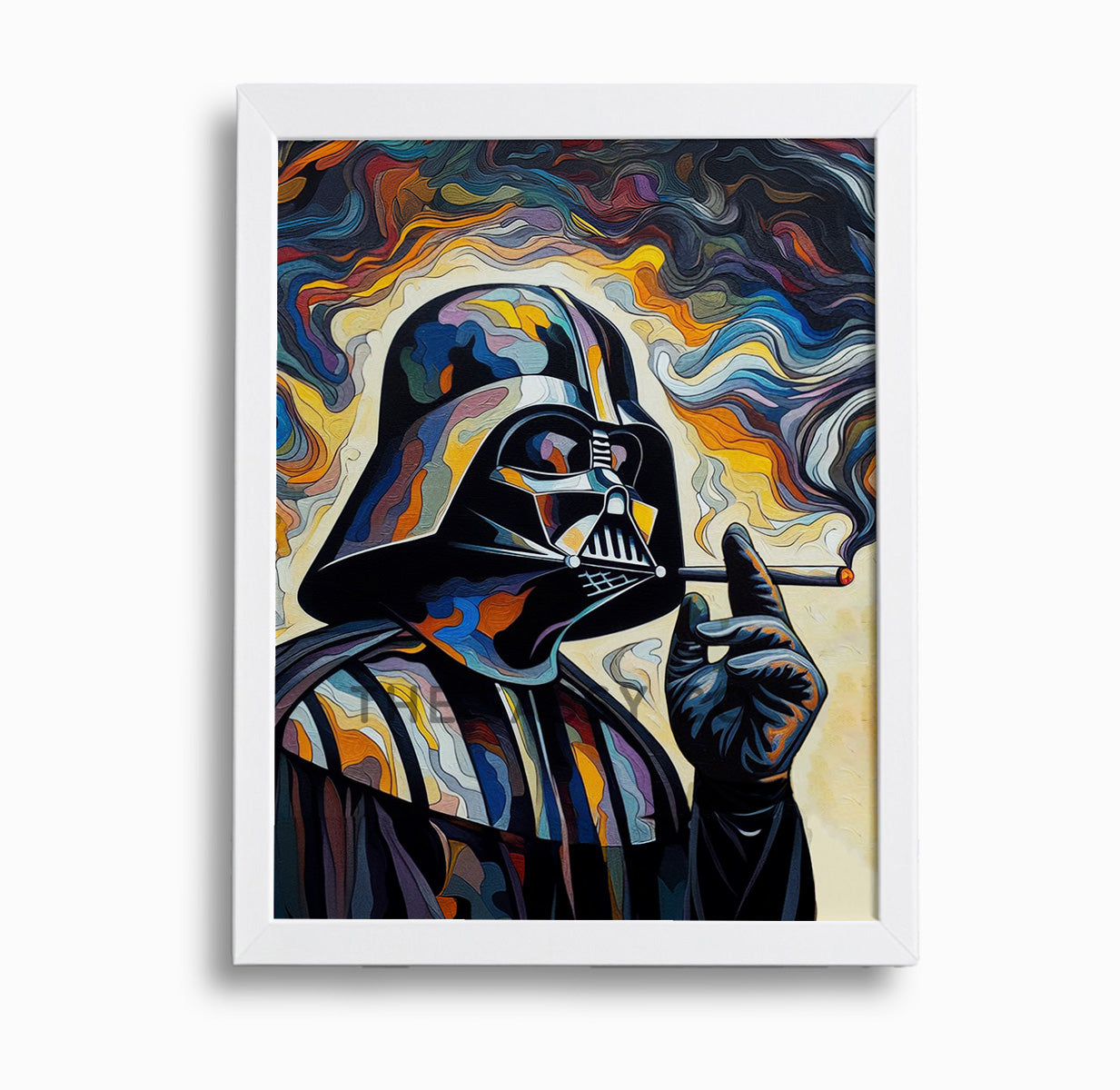 Star Wars inspired, Darth Vader smoking wall art painting canvas print, framed print for game room, bedroom decor