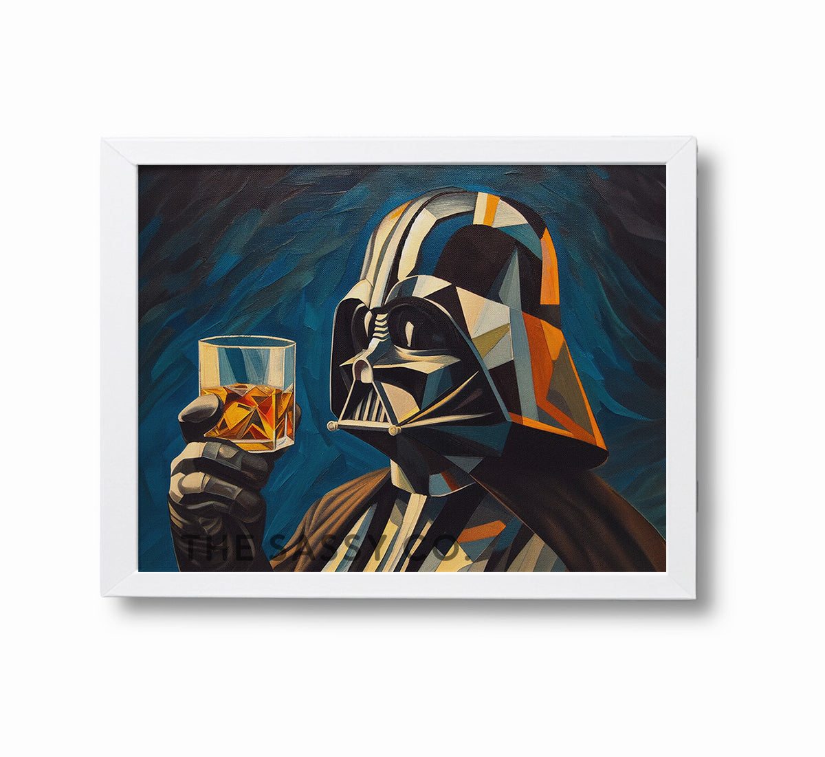 Star Wars inspired, Darth Vader with whiskey wall art painting as canvas print, framed prints for Bedroom, living room, home decor