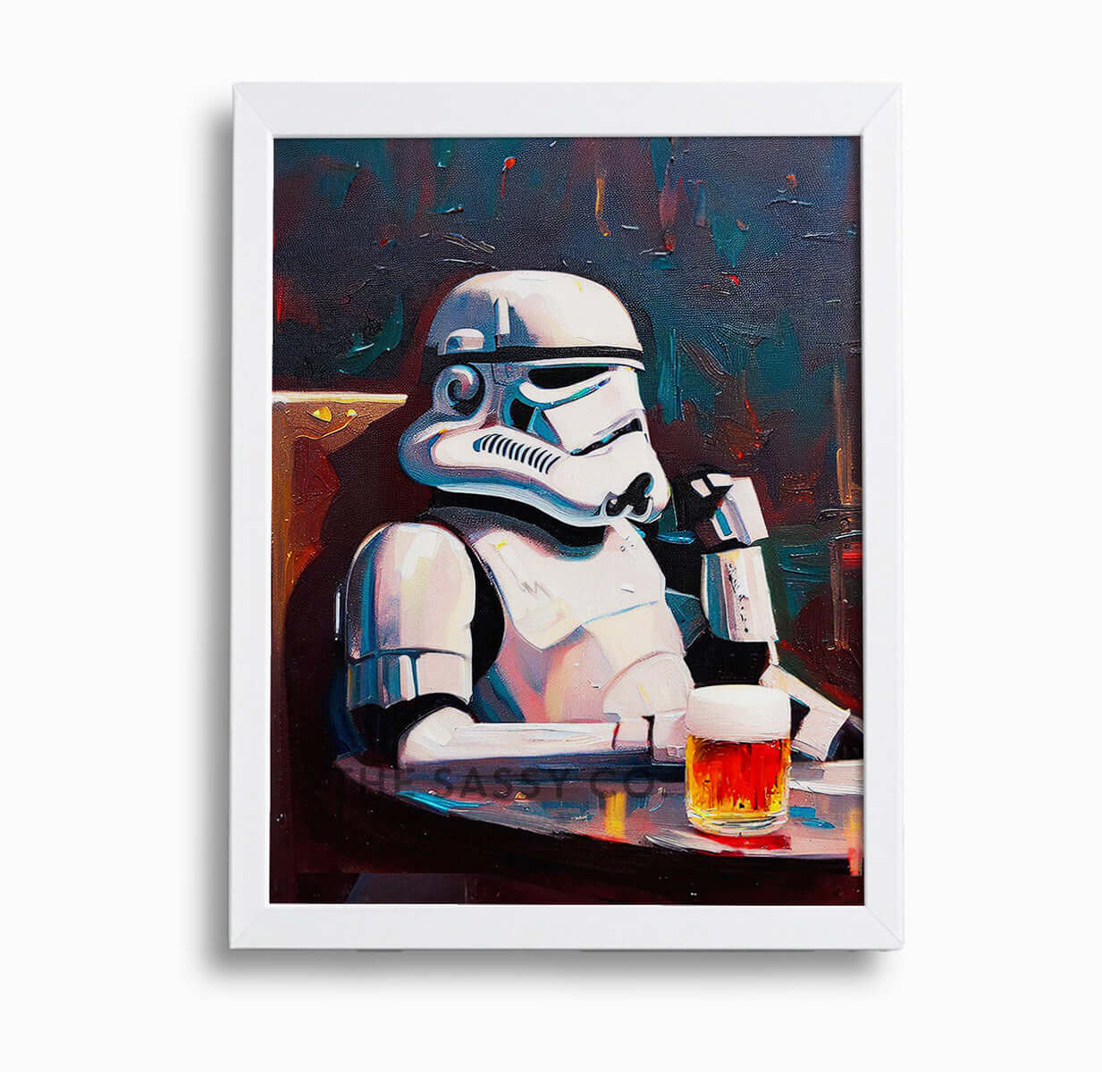 Star Wars inspired, Stormtrooper with beer wall art painting canvas print, framed prints for Bedroom, living room, home decor