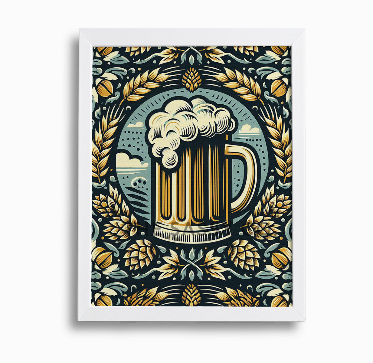 Vintage Style, Surreal Beer Wall Art Painting Canvas print, framed print for bar decor, Kitchen and dining, home decor