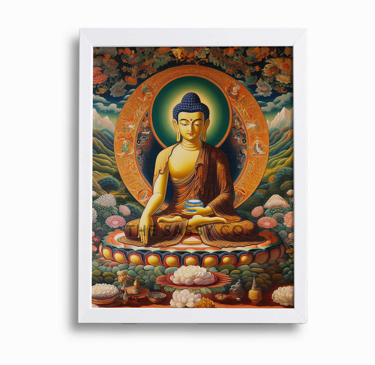 Buddha meditating wall art painting canvas print, framed prints for Bedroom, living room, home decor