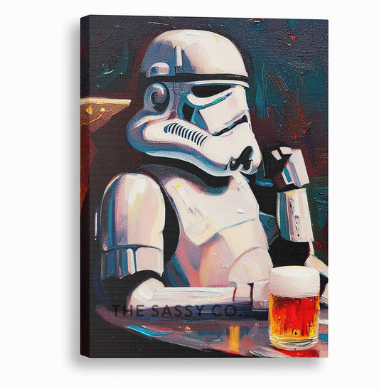 Star Wars inspired, Stormtrooper with beer wall art painting canvas print, framed prints for Bedroom, living room, home decor