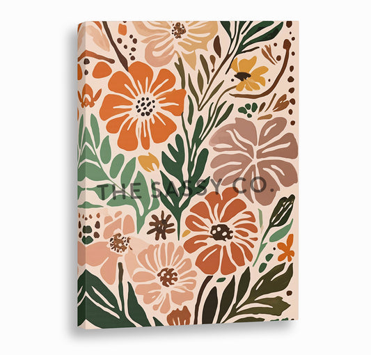 Boho style modern abstract colorful floral flowers artwork wall art painting canvas gallery wrap and framed artwork art print for bedroom wall, living room and modern Indian home boho wall art decor.