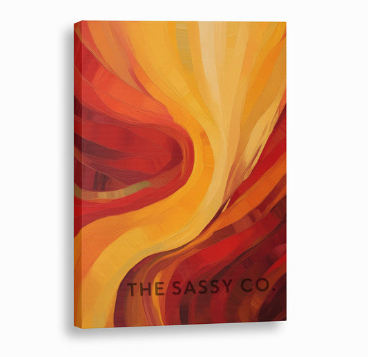 Nature, fire element inspired red and yellow abstract wall art painting, canvas print, framed print for home decor, living room, bedroom wall.