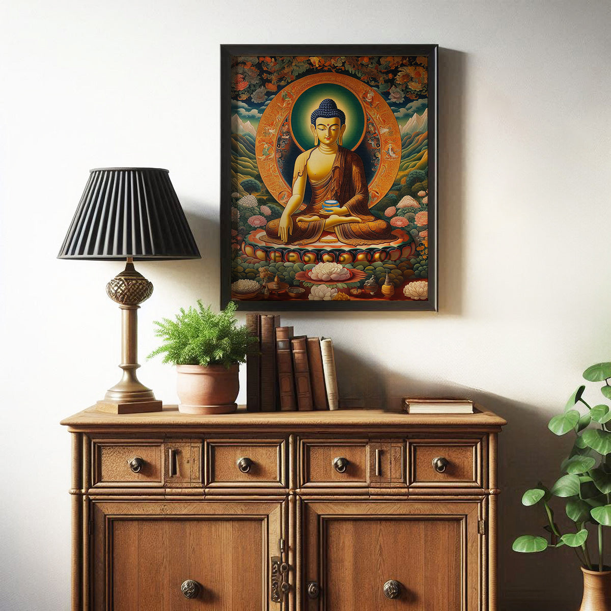 Buddha meditating wall art painting canvas print, framed prints for Bedroom, living room, home decor