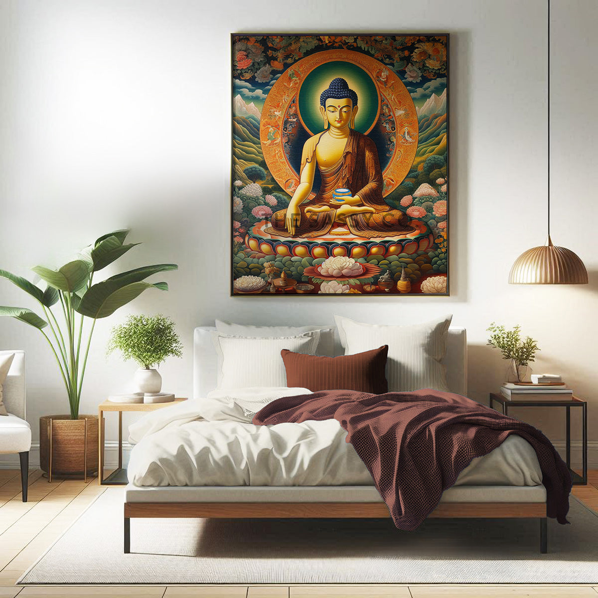 Buddha meditating wall art painting canvas print, framed prints for Bedroom, living room, home decor
