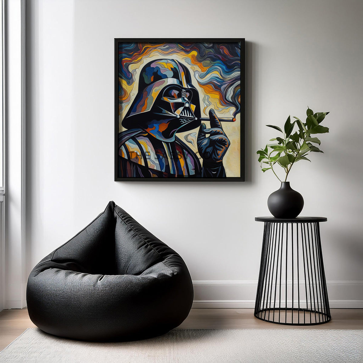 Star Wars inspired, Darth Vader smoking wall art painting canvas print, framed print for game room, bedroom decor