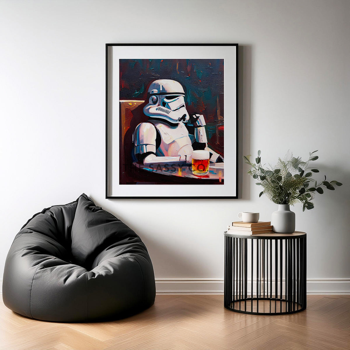 Star Wars inspired, Stormtrooper with beer wall art painting canvas print, framed prints for Bedroom, living room, home decor
