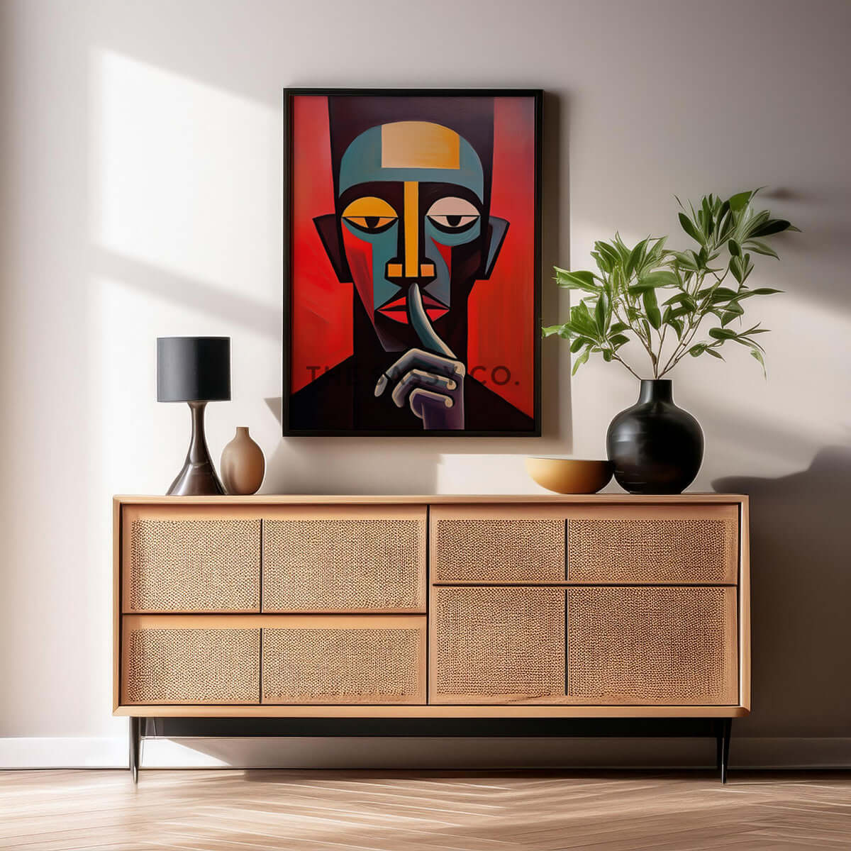 Mindfulness abstract modern style artwork. Red, black wall art painting canvas, framed art print for modern living room, bedroom, home wall decor. Abstract expressionist oil painting wall art. Unique, aesthetic, statement piece wall art for home decor.