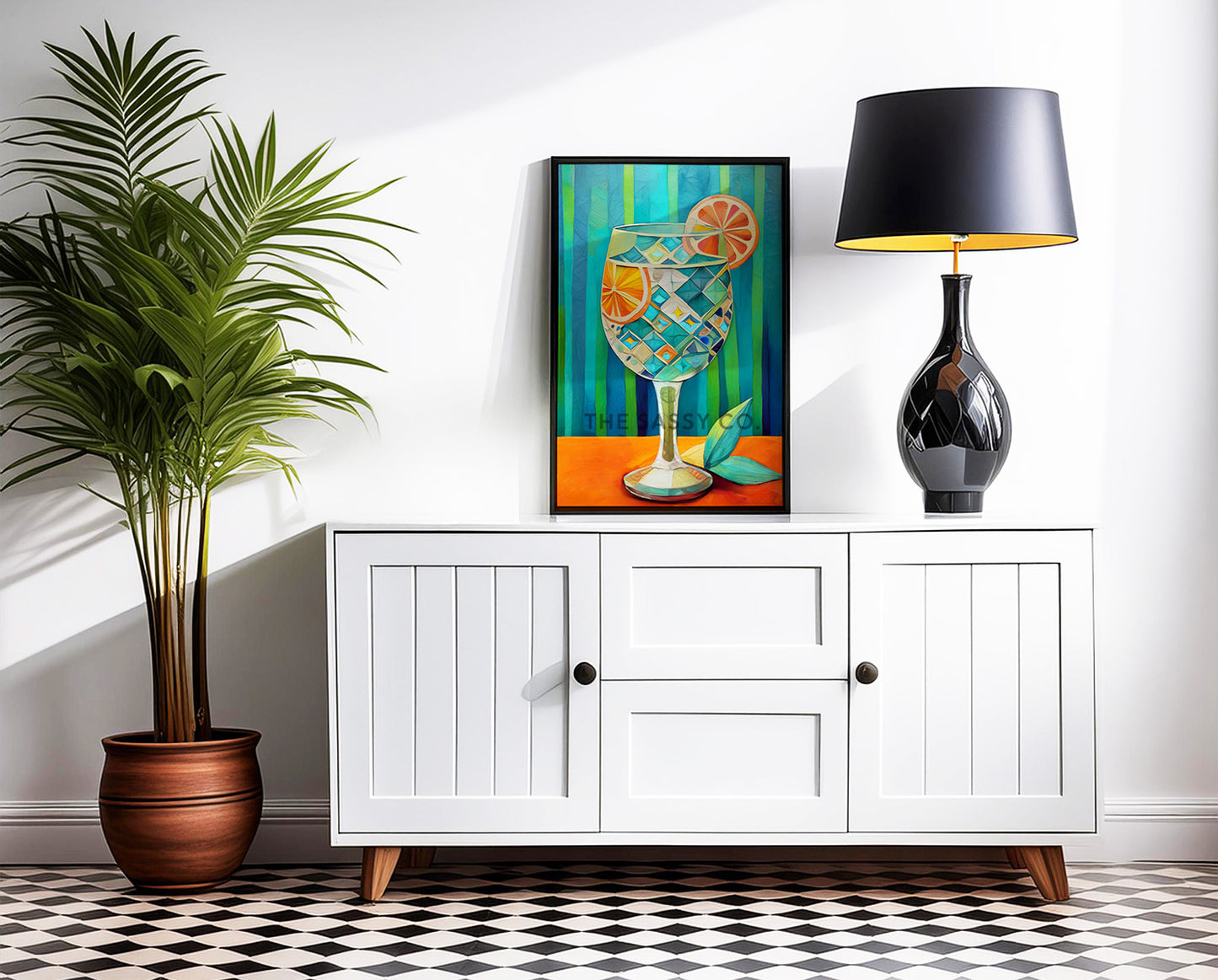Modern colorful cocktail artwork wall art. Gin and Tonic wall art painting canvas, framed art prints for living room, kitchen, bar, home wall decor. Buy modern canvas wall art paintings online India.