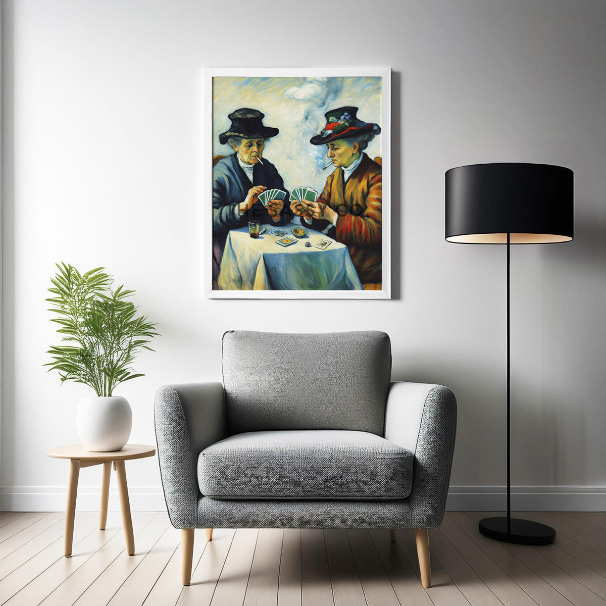 Elderly women smoking, playing cards wall art painting canvas and framed prints for Bedroom, living room, home decor