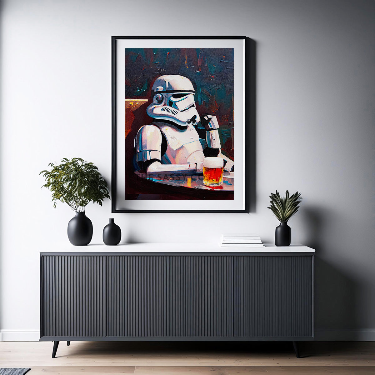 Star Wars inspired, Stormtrooper with beer wall art painting canvas print, framed prints for Bedroom, living room, home decor