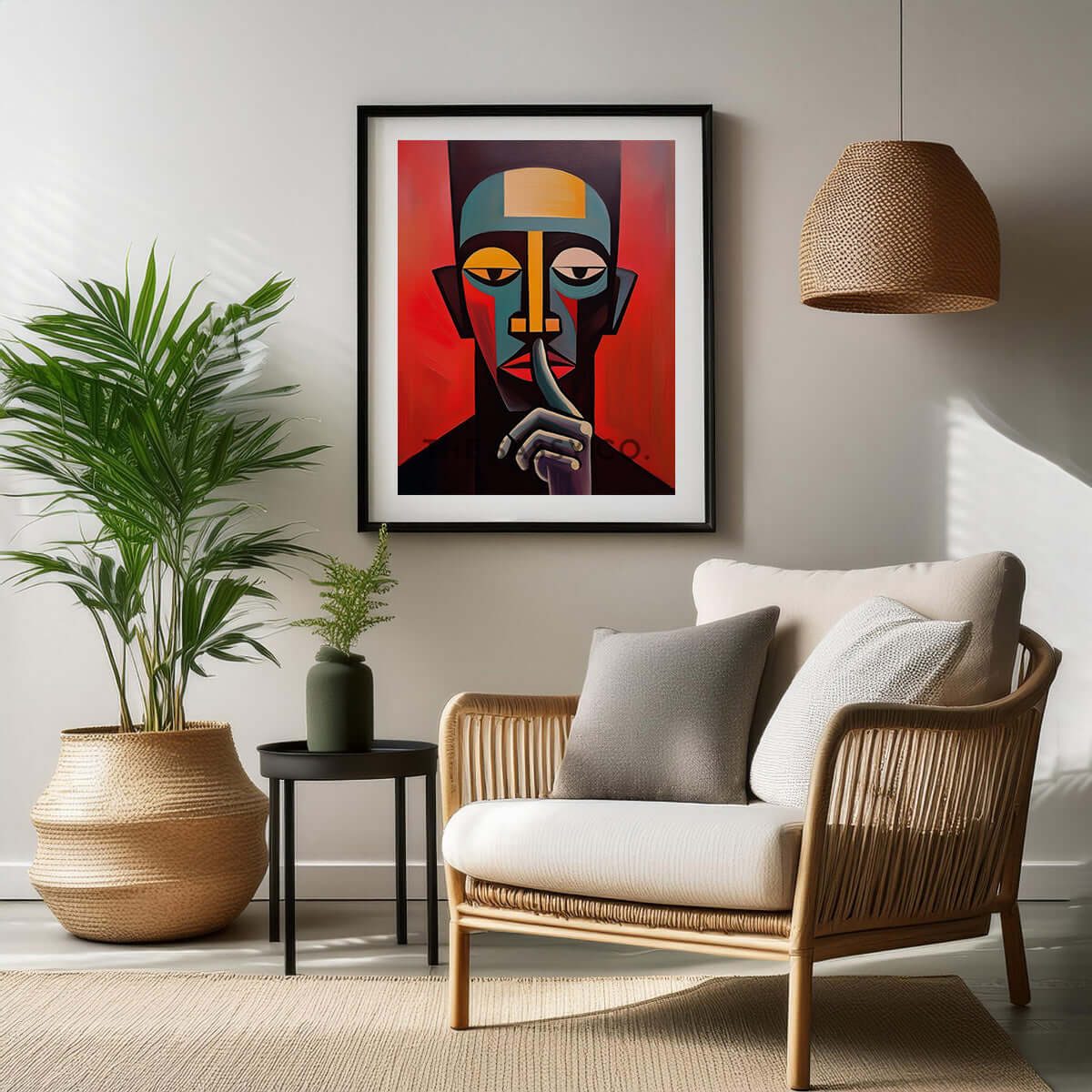 Mindfulness abstract modern style artwork. Red, black wall art painting canvas, framed art print for modern living room, bedroom, home wall decor. Abstract expressionist oil painting wall art. Unique, aesthetic, statement piece wall art for home decor.
