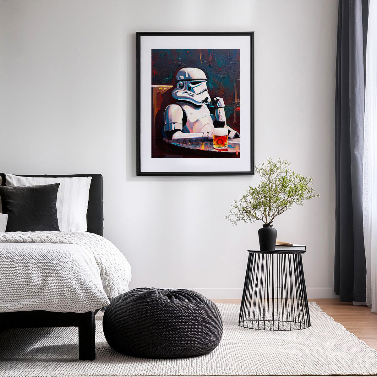 Star Wars inspired, Stormtrooper with beer wall art painting canvas print, framed prints for Bedroom, living room, home decor