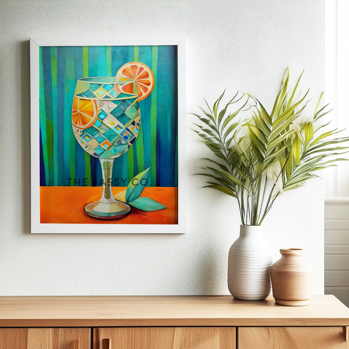 Modern colorful cocktail artwork wall art. Gin and Tonic wall art painting canvas, framed art prints for living room, kitchen, bar, home wall decor. Buy modern canvas wall art paintings online India.