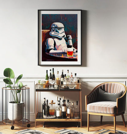 Star Wars inspired, Stormtrooper with beer wall art painting canvas print, framed prints for Bedroom, living room, home decor