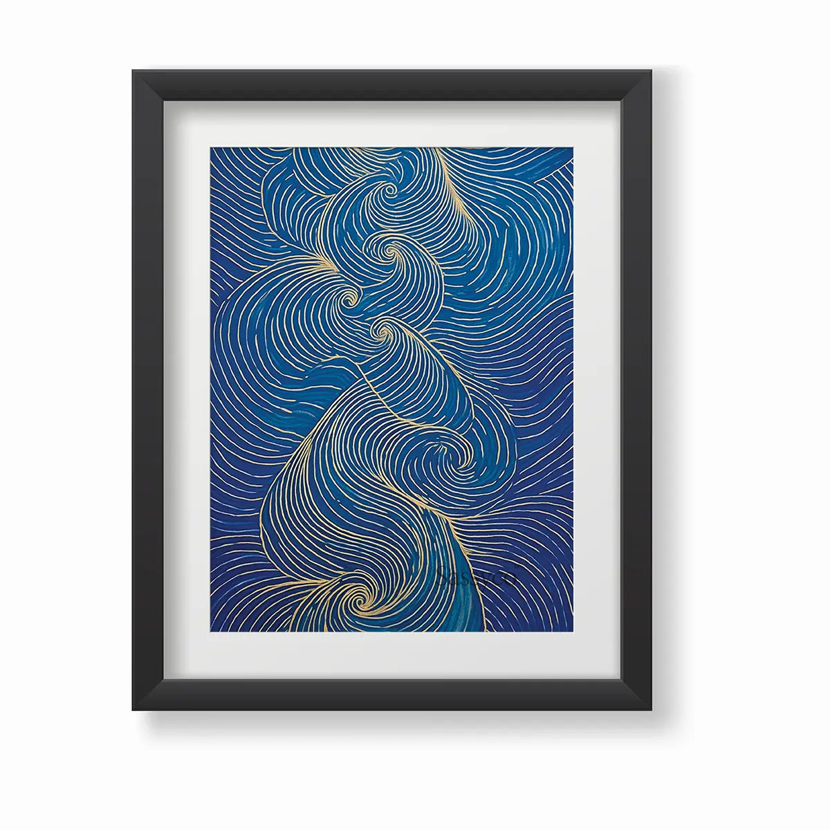 Nature inspired blue abstract wind wall art painting canvas & framed print for bedroom, living decor, office, work station, home decor