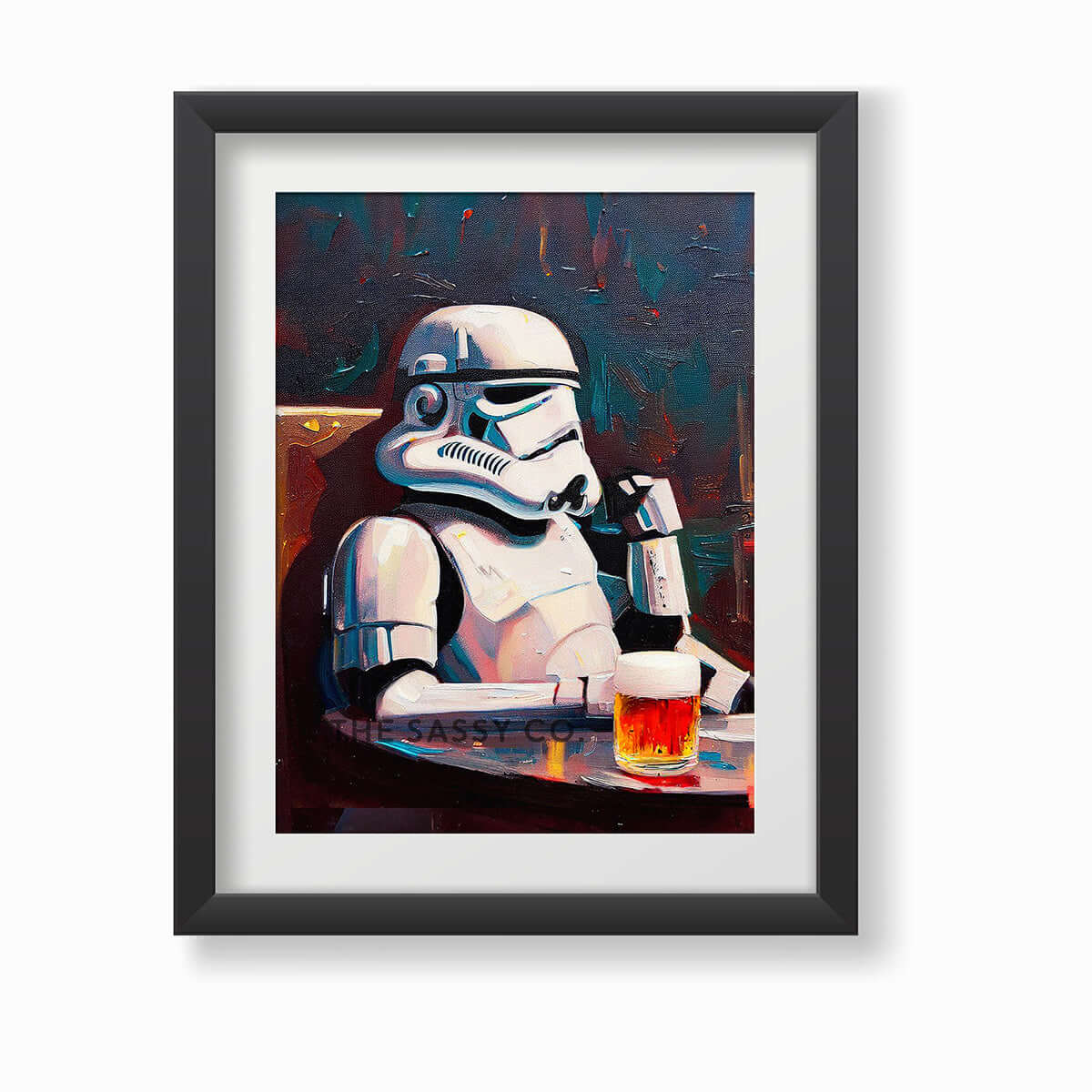 Star Wars inspired, Stormtrooper with beer wall art painting canvas print, framed prints for Bedroom, living room, home decor