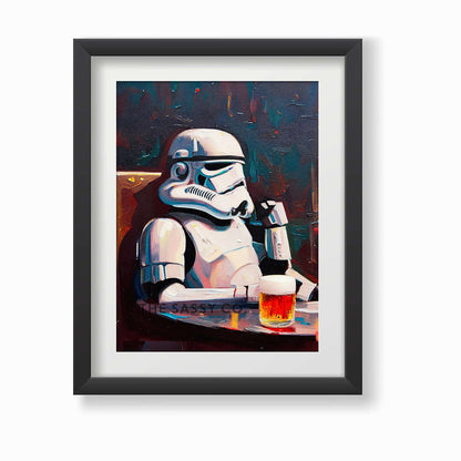 Star Wars inspired, Stormtrooper with beer wall art painting canvas print, framed prints for Bedroom, living room, home decor