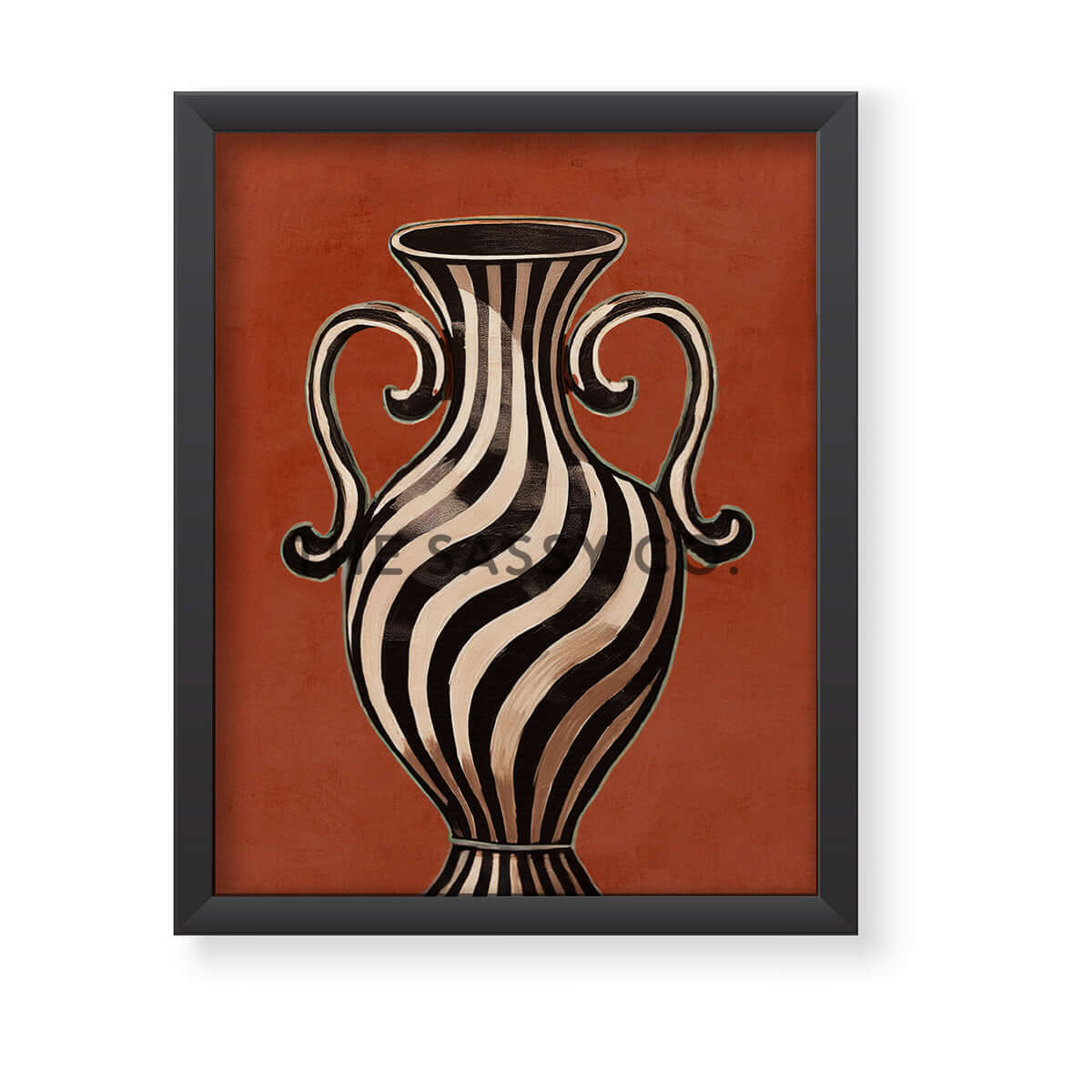 Abstract modern terracotta pot wall art painting canvas print, framed prints for living room & home decor