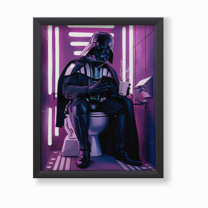 Star Wars inspired, Pink Neon Darth Vader bathroom wall art painting canvas, framed print for bathroom decor