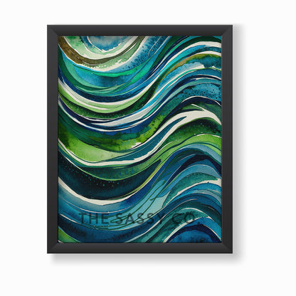 Watercolor style Abstract Nature Blue Green Sea Wall Art Painting Canvas Print, framed print for living room, office, home decor