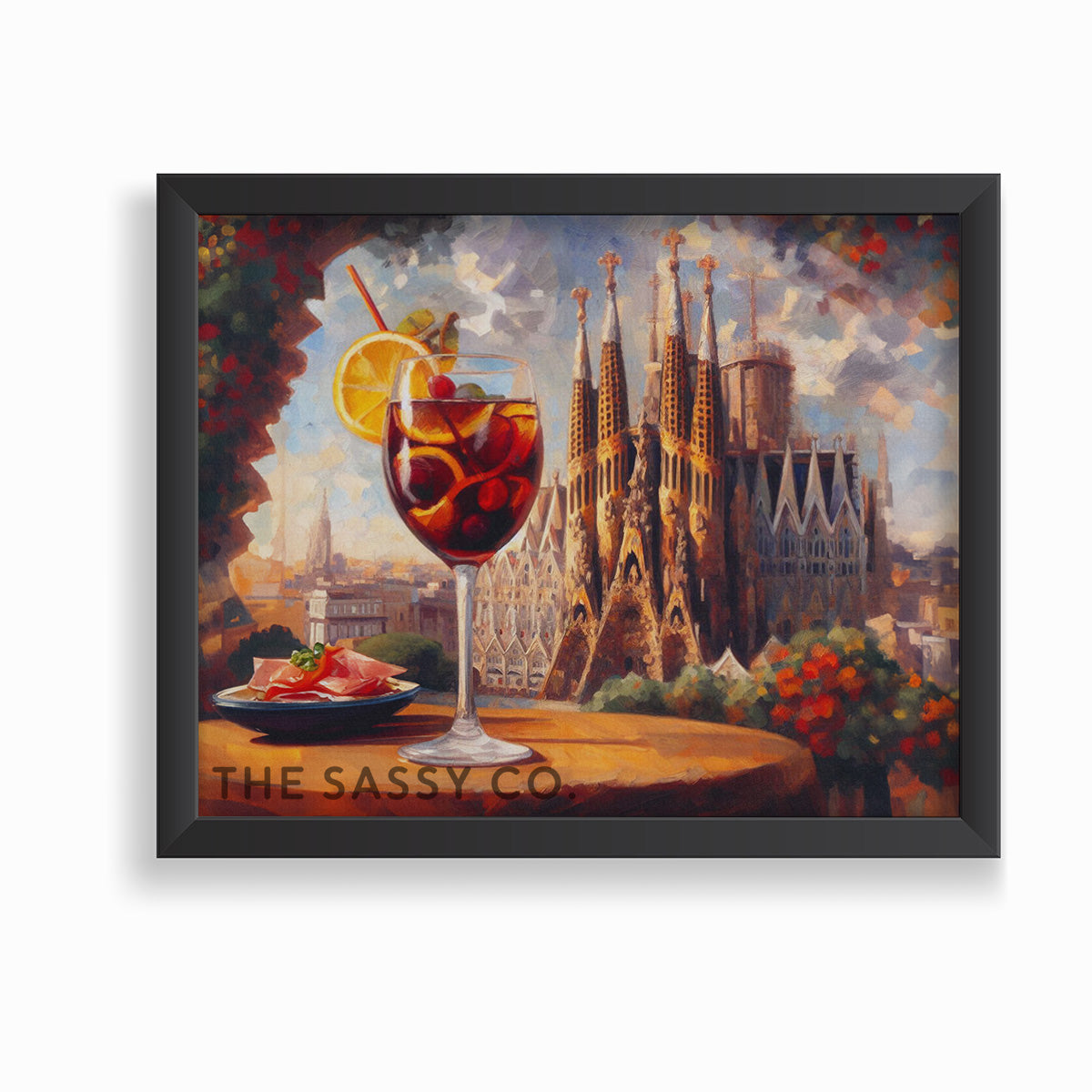 Spain, Barcelona Sangria wall art painting canvas print, framed print for Kitchen and home decor