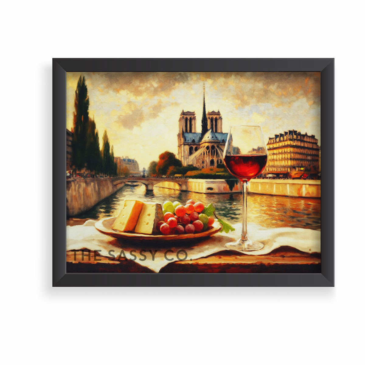 Retro Paris travel wall art painting as canvas print, framed prints for Kitchen, living room, home decor