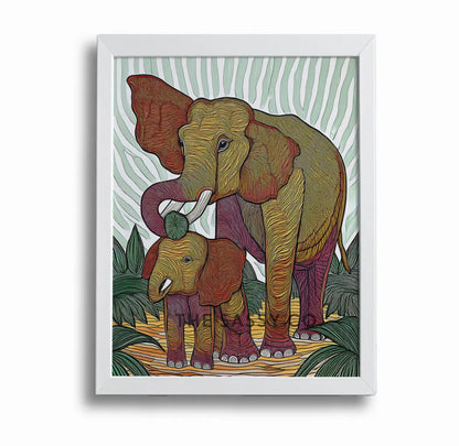 Modern abstract Elephant animal canvas painting wall art decor framed artwork for living room, bedroom decor. Green, yellow, red elephants aesthetic wall art home decor item for modern Indian home. Free Shipping. Buy best art prints, posters, modern unique artwork wall art decor shopping online in India. 