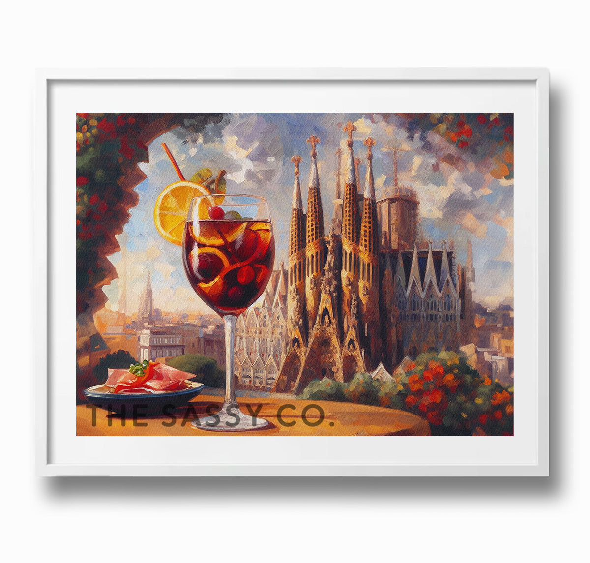 Spain, Barcelona Sangria wall art painting canvas print, framed print for Kitchen and home decor