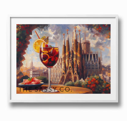 Spain, Barcelona Sangria wall art painting canvas print, framed print for Kitchen and home decor