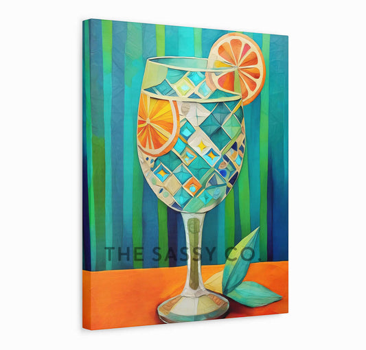 Modern colorful cocktail artwork wall art. Gin and Tonic wall art painting canvas, framed art prints for living room, kitchen, bar, home wall decor. Buy modern canvas wall art paintings online India.