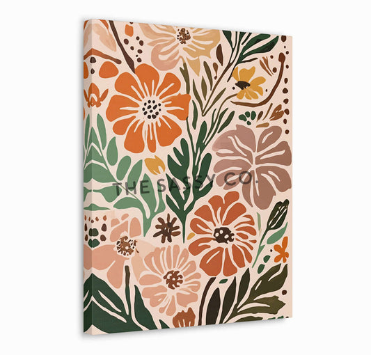 Boho style modern abstract colorful floral flowers artwork wall art painting canvas gallery wrap and framed artwork art print for bedroom wall, living room and modern Indian home boho wall art decor.