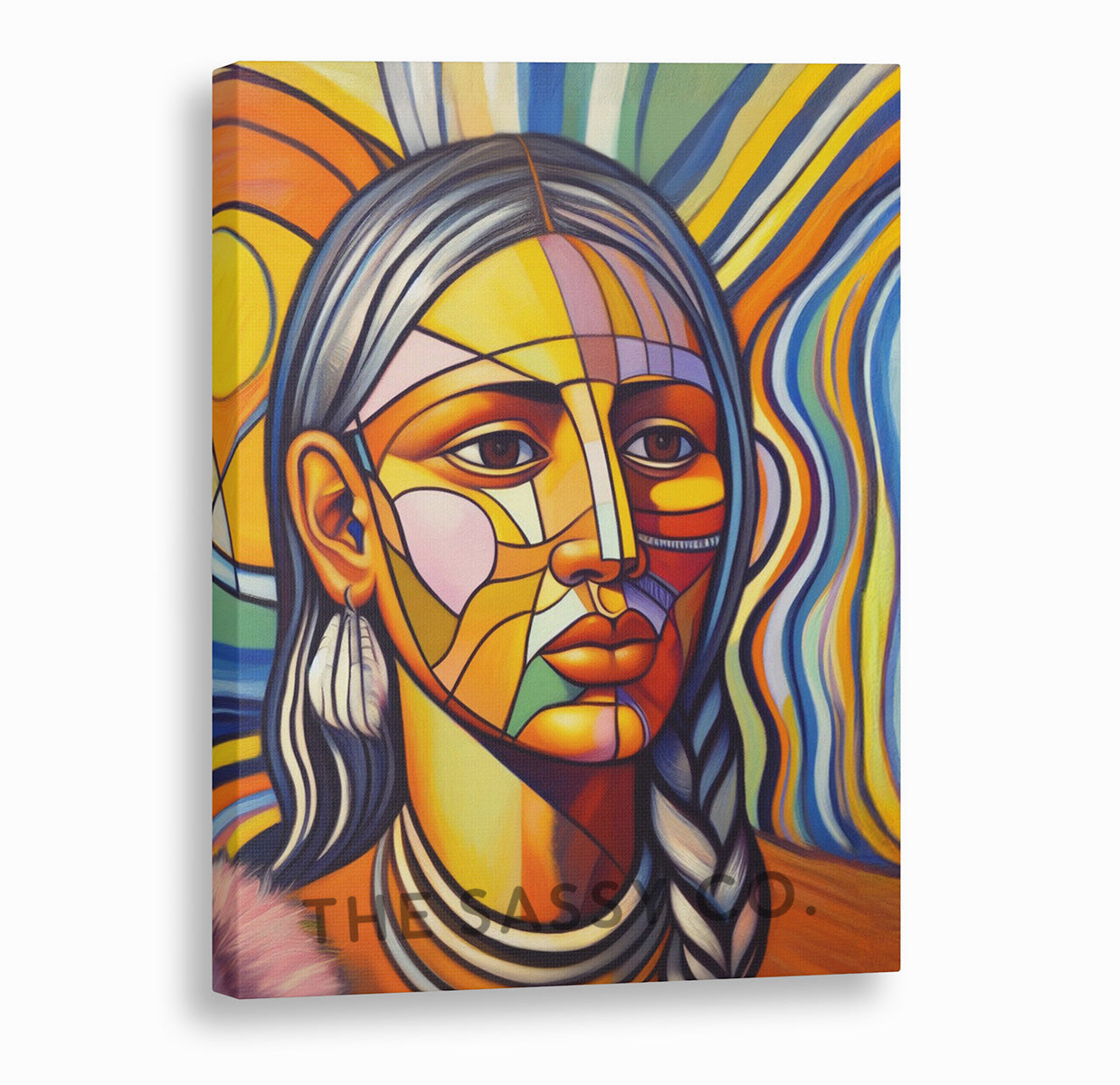 Boho style colorful Abstract woman wall art painting canvas, framed print for living room, home decor