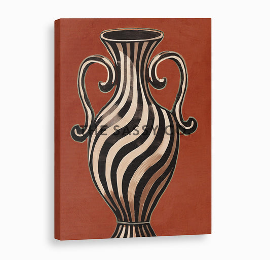 Abstract modern terracotta pot wall art painting canvas print, framed prints for living room & home decor