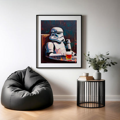 Star Wars inspired, Stormtrooper with beer wall art painting canvas print, framed prints for Bedroom, living room, home decor
