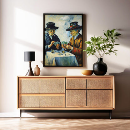 Elderly women smoking, playing cards wall art painting canvas and framed prints for Bedroom, living room, home decor
