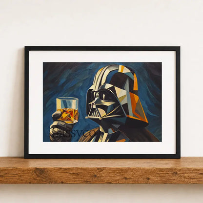 Funny Star Wars Darth Vader with whiskey drink glass wall art print poster painting as canvas print, framed prints for Bedroom, home room, game room wall decor. Anakin Skywalker wall art poster print for nerdy star wars fans. Framed canvas Starwars art. Star-wars gift.